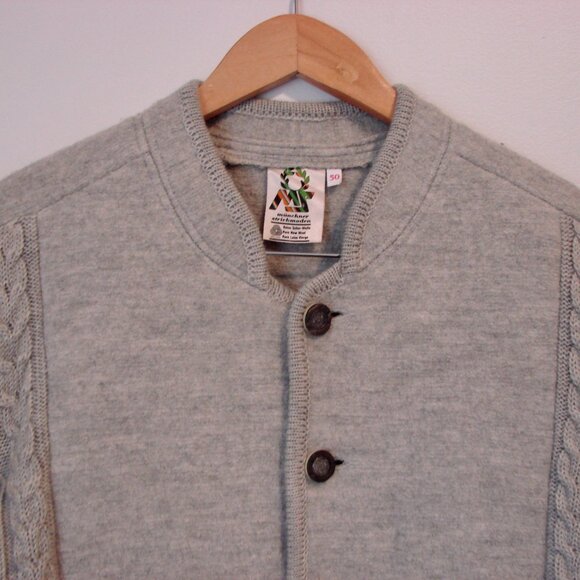 Wool Cable Knit Gray Cardigan Button Front Mens Munchner Strickmoden EUR 50 L - Picture 2 of 11